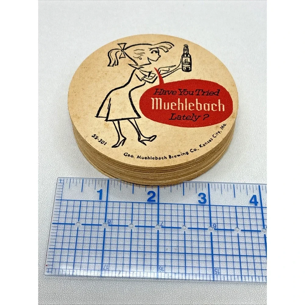 Vintage Have You Tried Muehlebach Lately? Beer Coasters Kansas City Rare 50s Bar